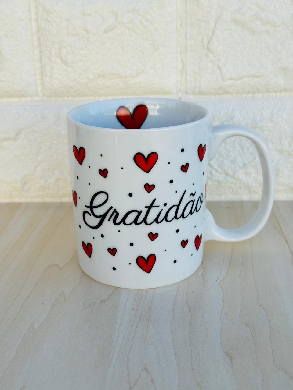 Caneca Aurora Branca Gratidão 