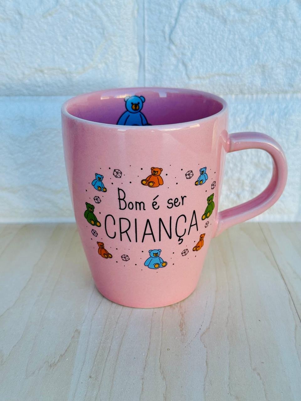 Caneca Sublime Rosa Bom é Ser Criança Urso