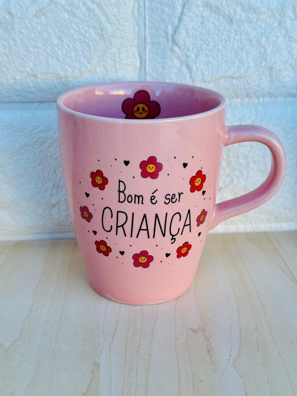 Caneca Sublime Rosa Bom é Ser Criança Flor