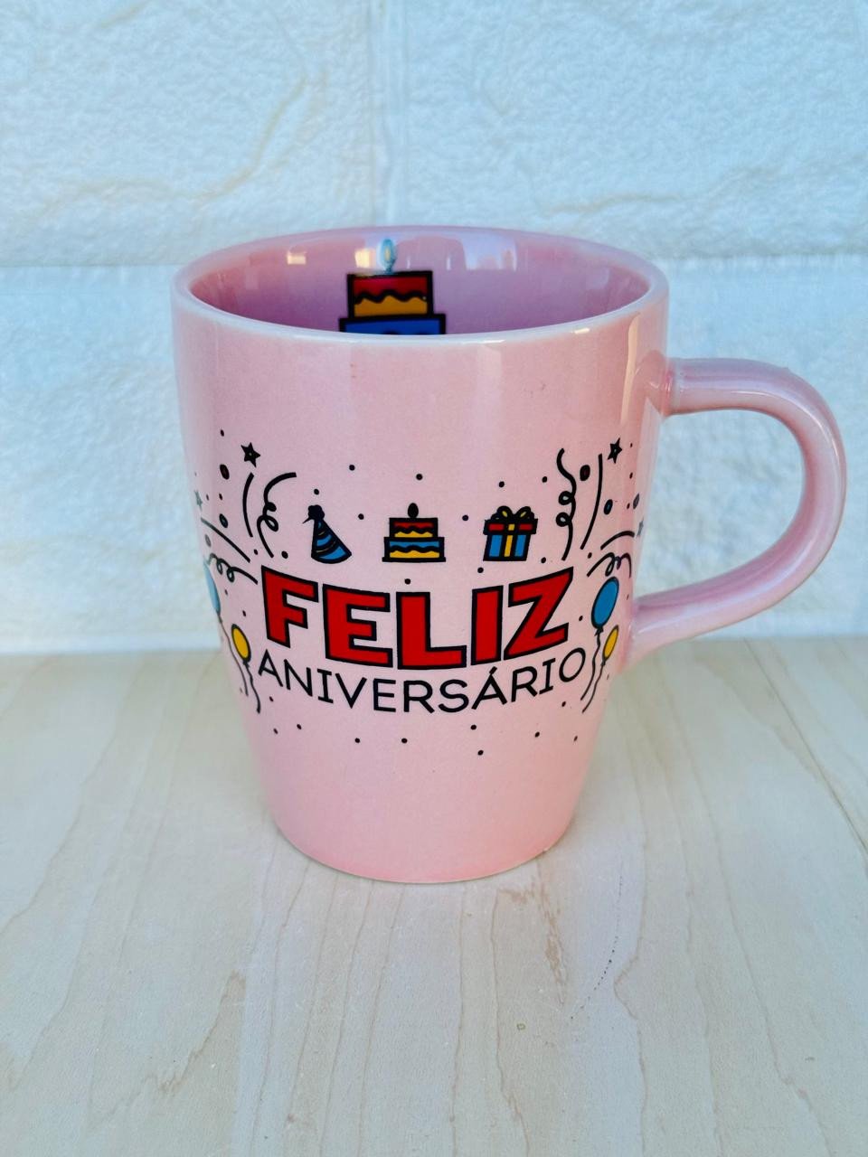 Caneca Sublime Rosa Feliz Aniversário