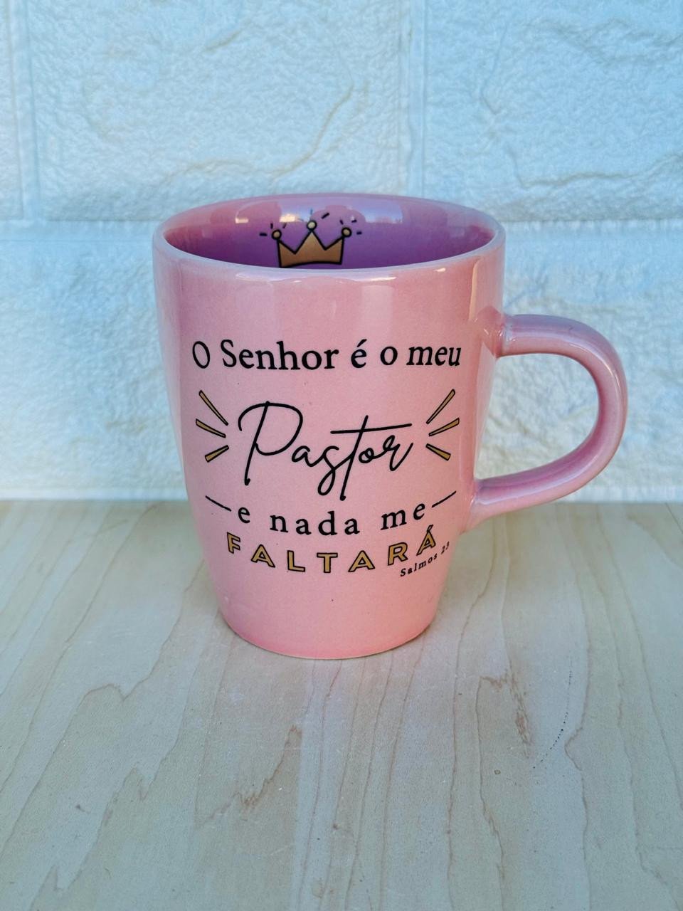 Caneca Sublime Rosa O Senhor é Meu Pastor e Nada me Faltará