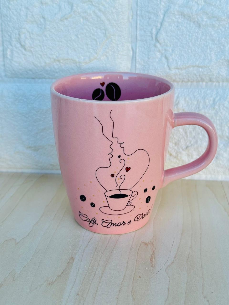 Caneca Sublime Rosa Café, Amor e Você