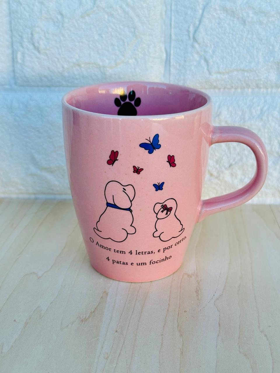 Caneca Sublime Rosa Cachorro