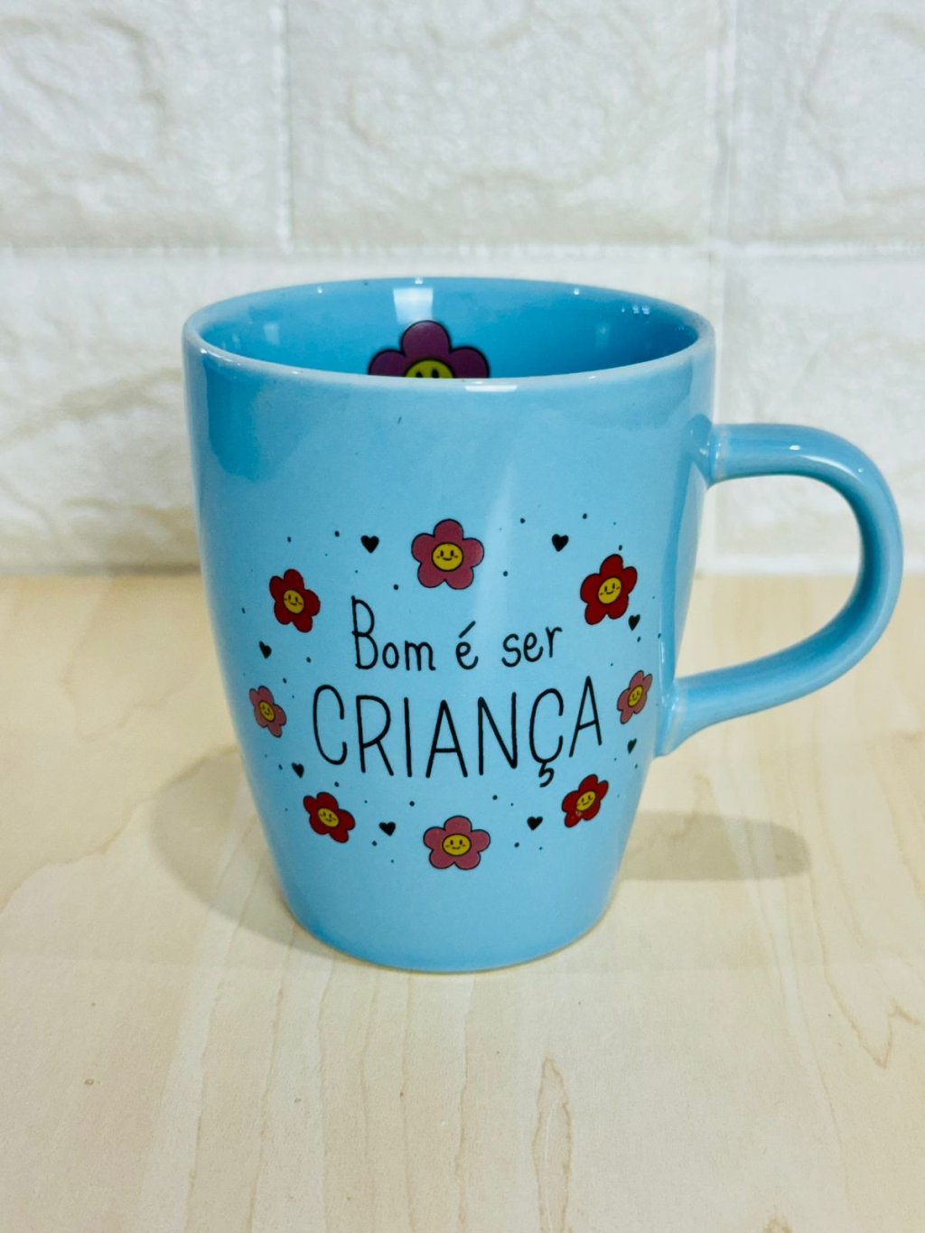 Caneca Sublime Azul Bom é Ser Criança Flor 