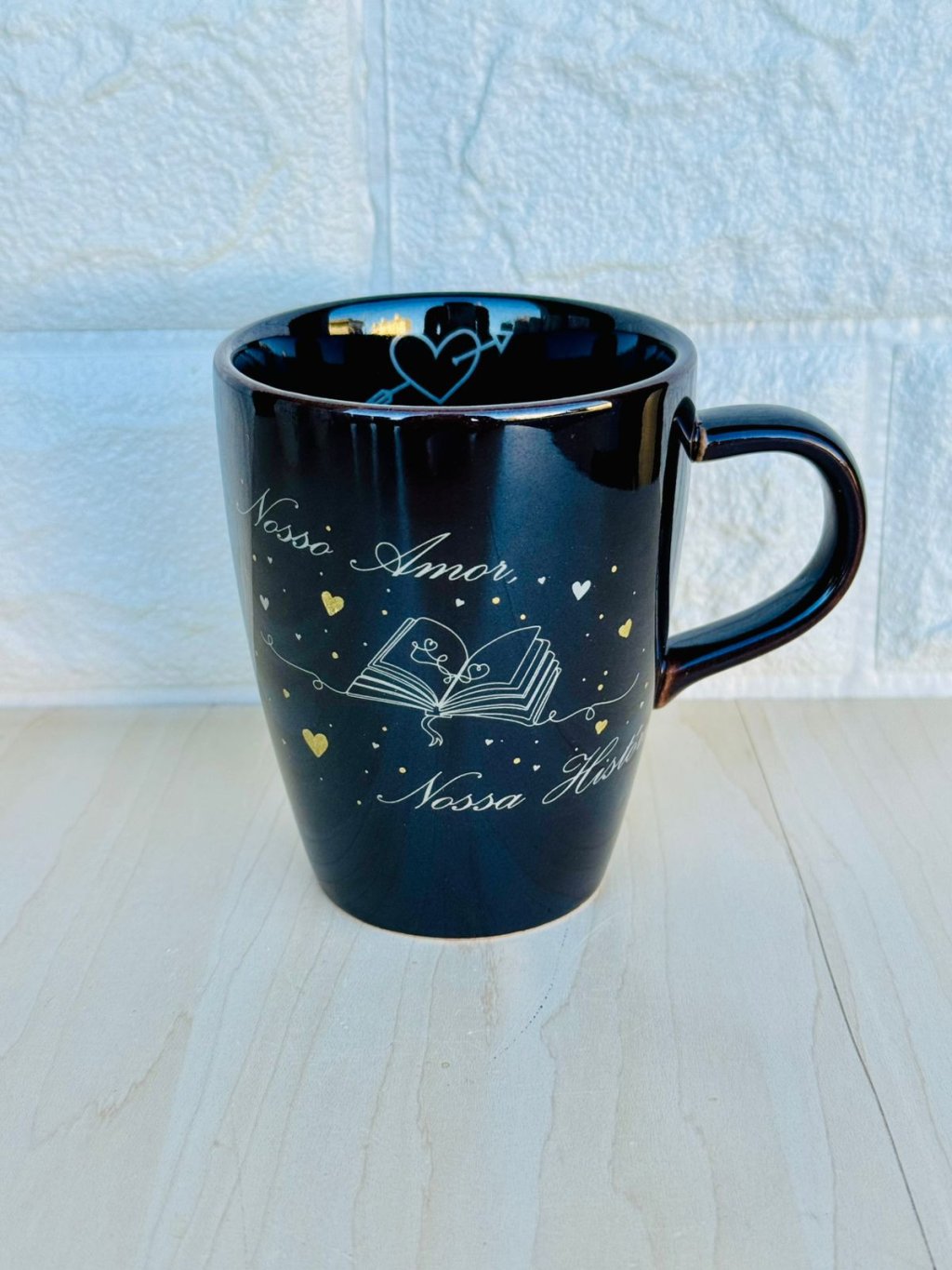 Caneca Sublime Preta Nosso Amor, Nossa História