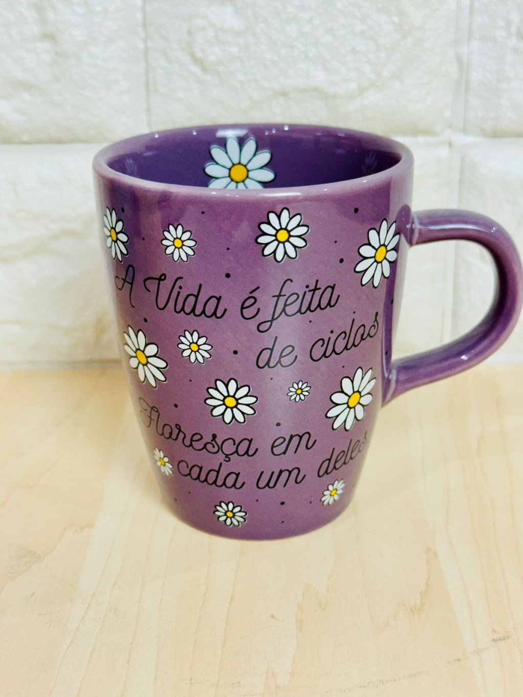 Caneca Sublime Roxa Margaridas