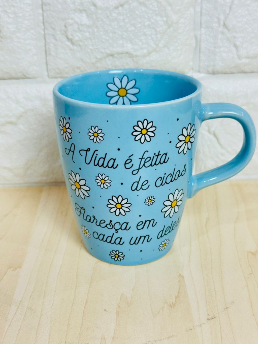 Caneca Sublime Azul Margaridas