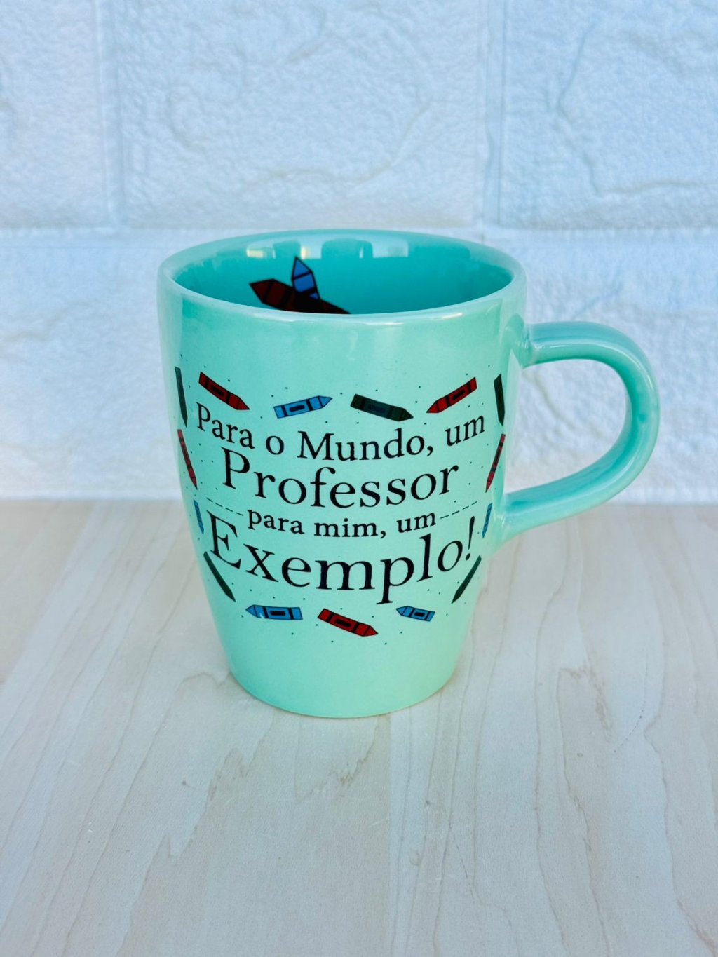 Caneca Sublime Verde Para O Mundo um Professor para Mim um Exemplo