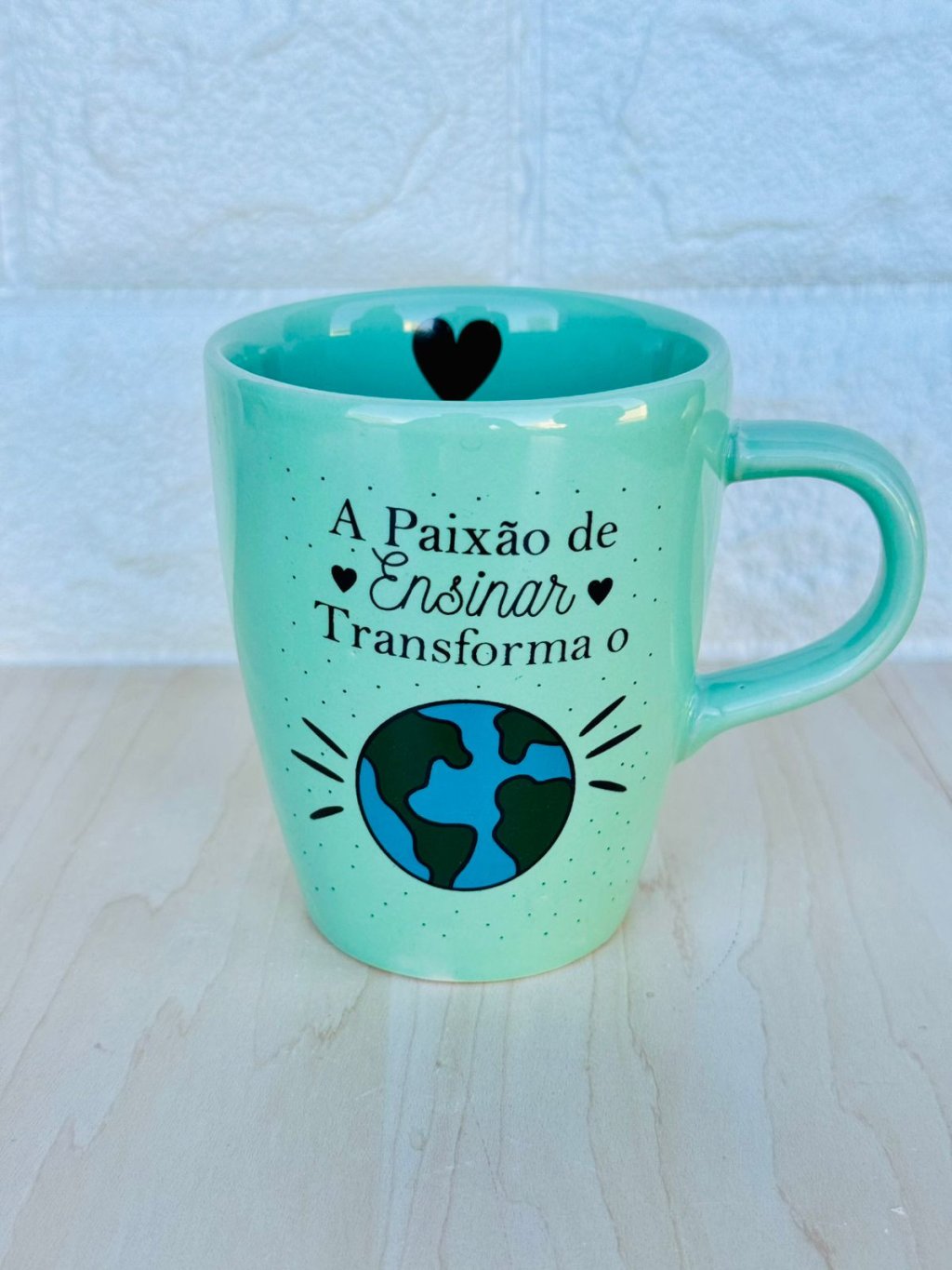 Caneca Sublime Verde A Paixão de Ensinar Transforma o Mundo