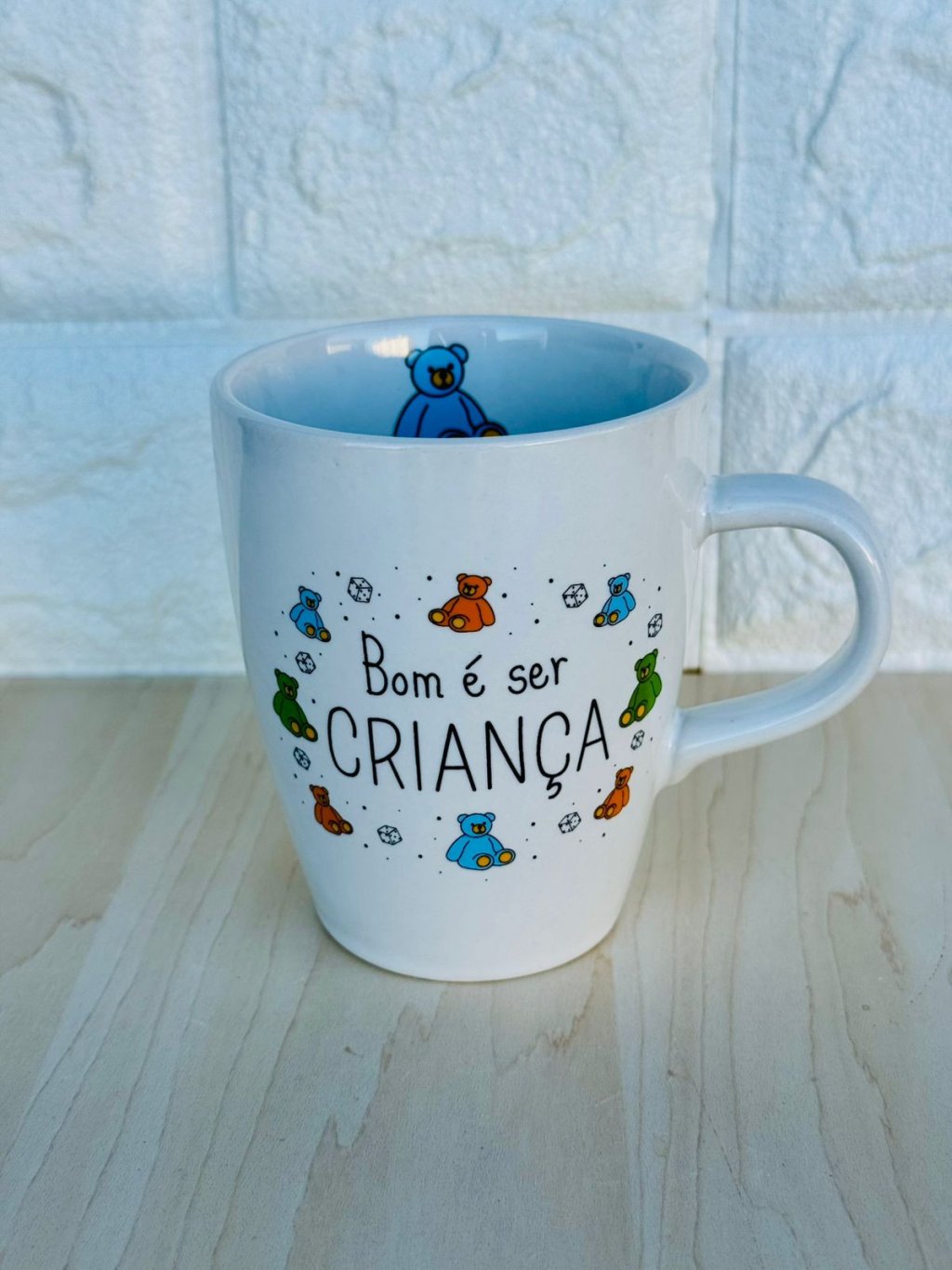 Caneca Sublime Branca Bom é Ser Criança Urso 