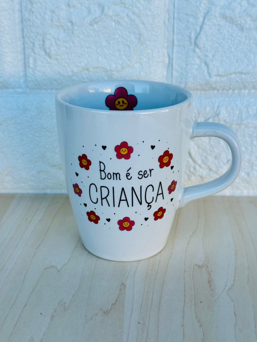 Caneca Sublime Branca Bom é Ser Criança Flor 