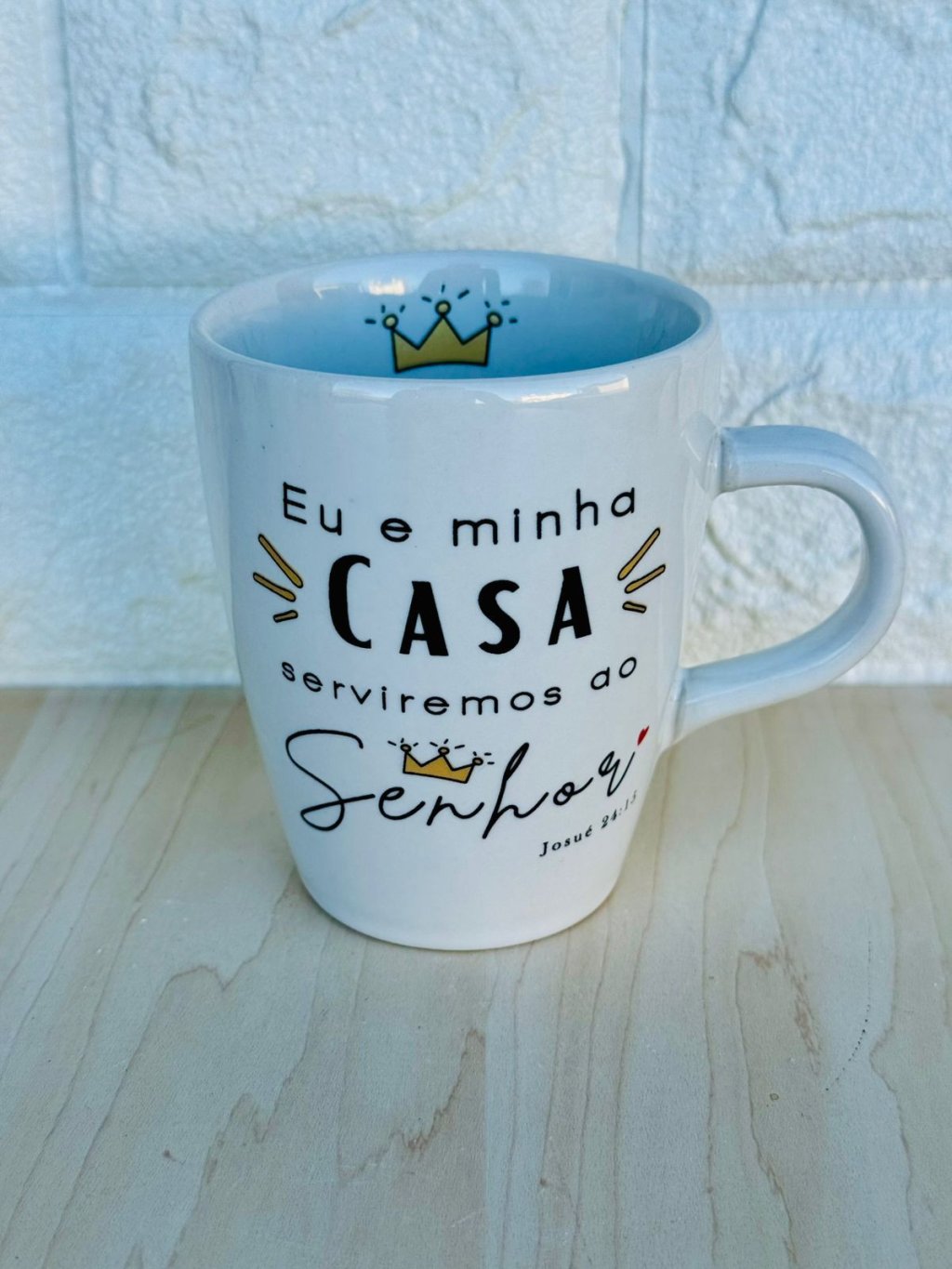 Caneca Sublime Branca Eu e Minha Casa Serviremos ao Senhor