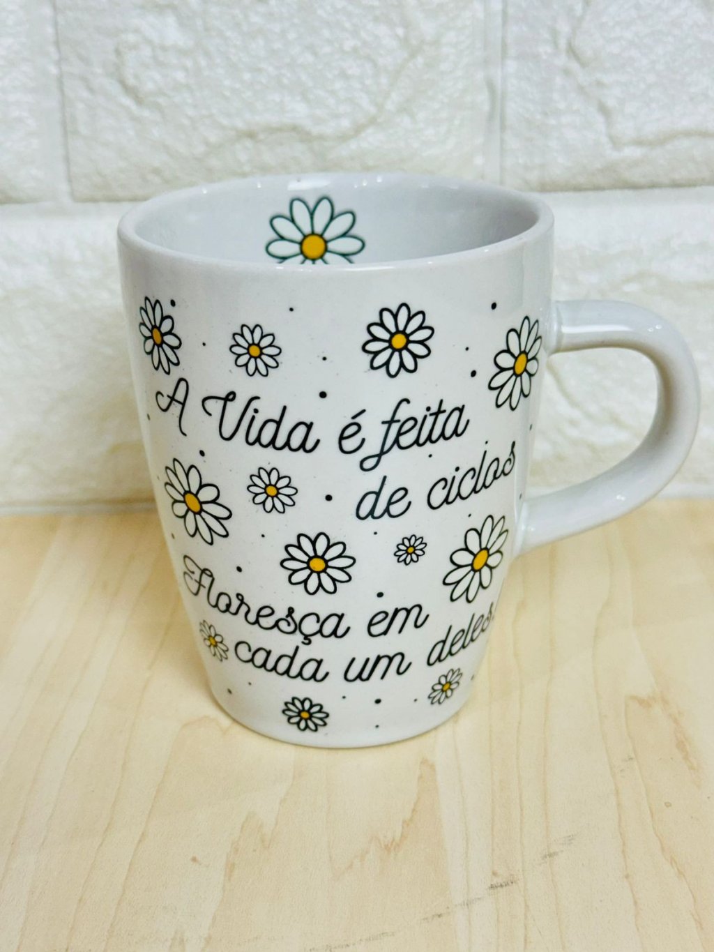 Caneca Sublime Branca Margaridas 