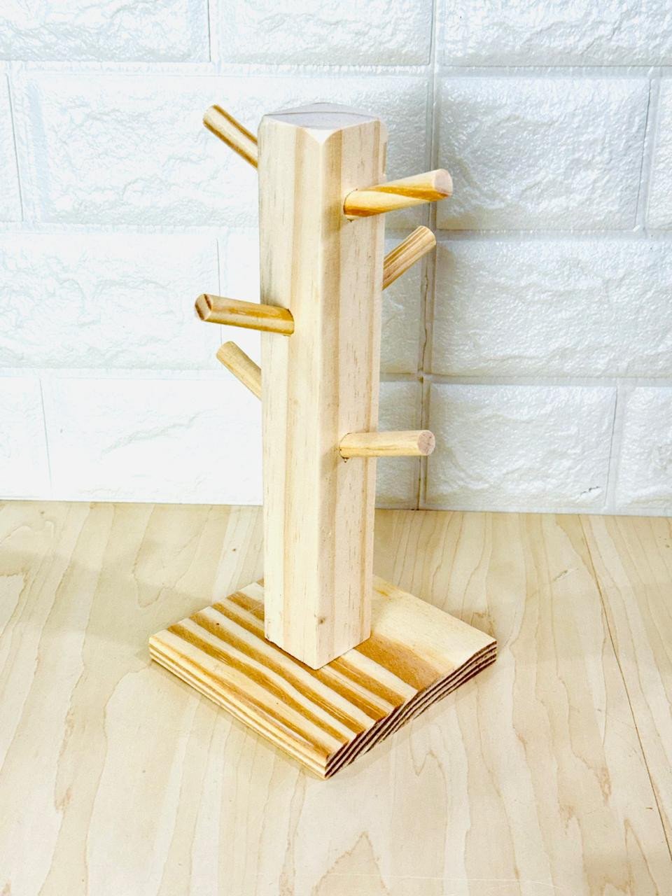 Mancebo Pinus Base Quadrada com 6 