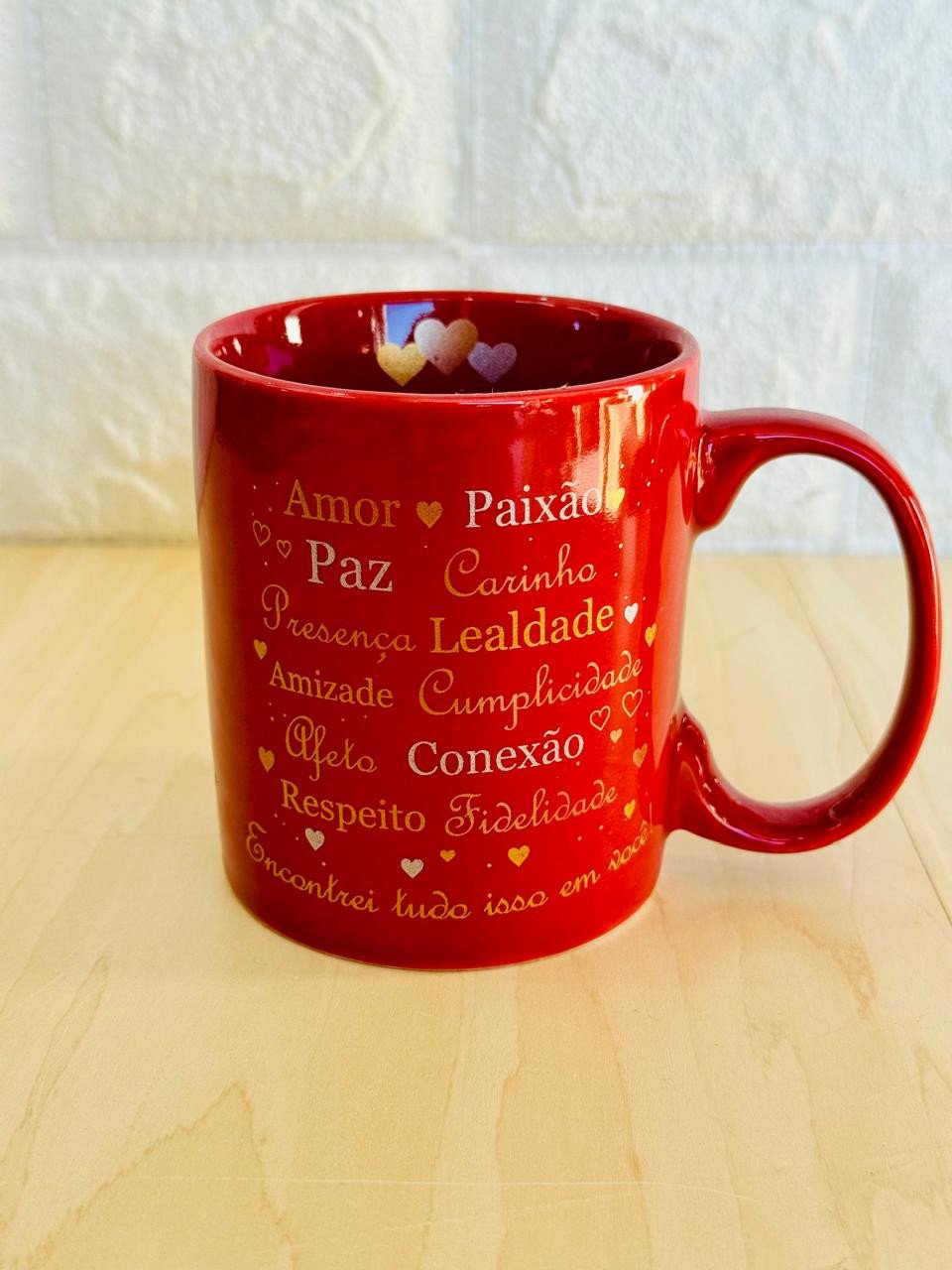 Caneca Aurora Vermelha Palavras Dia dos Namorados