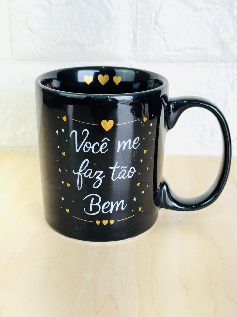 Caneca Aurora Preta Você Me Faz Tão Bem