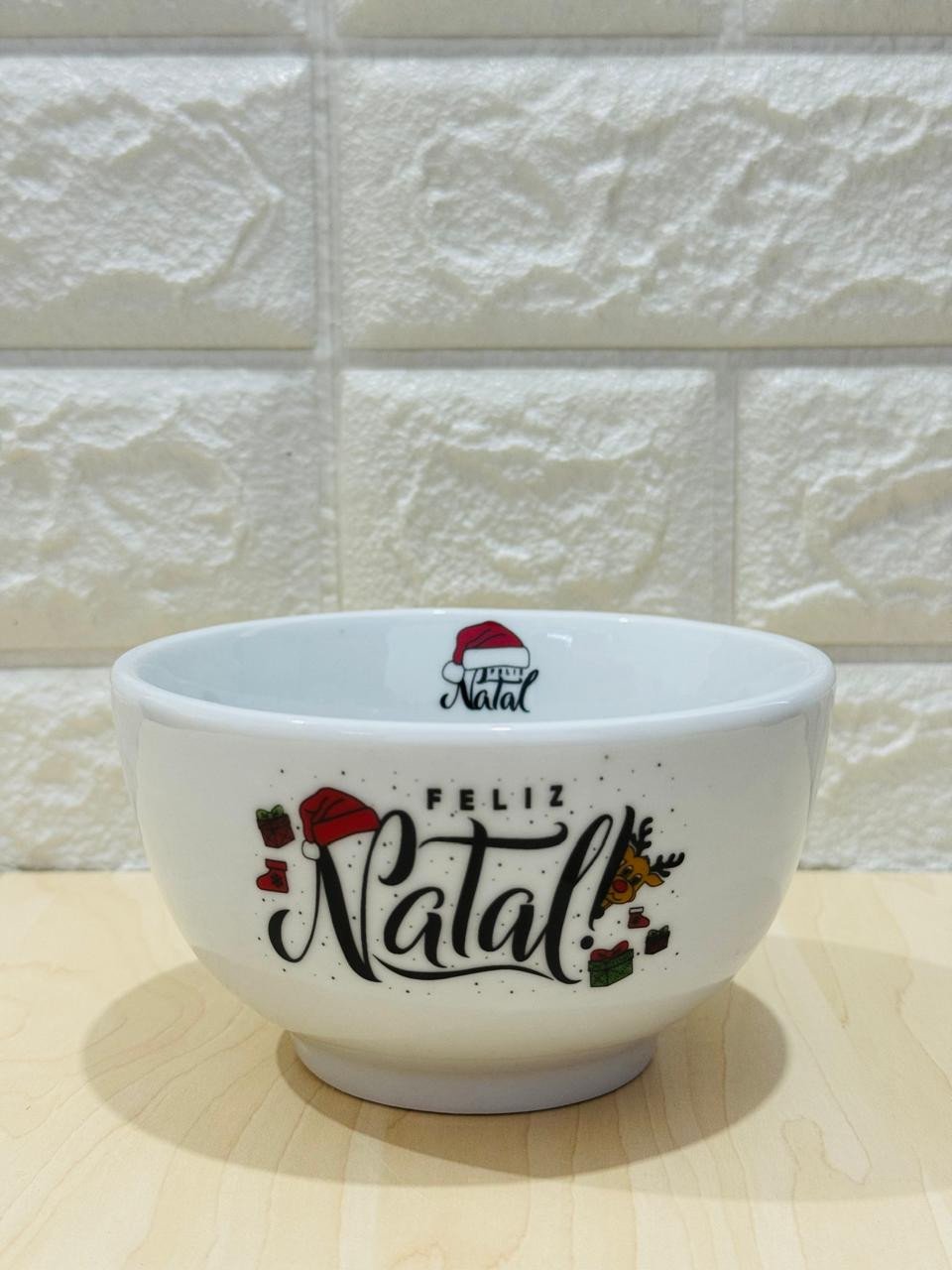 Bowl Branco Natal Gorro 