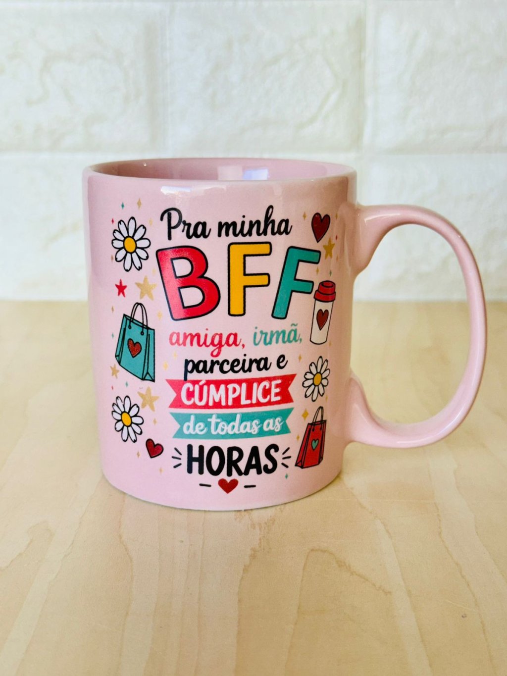 Caneca Aurora Rosa Amizade BFF