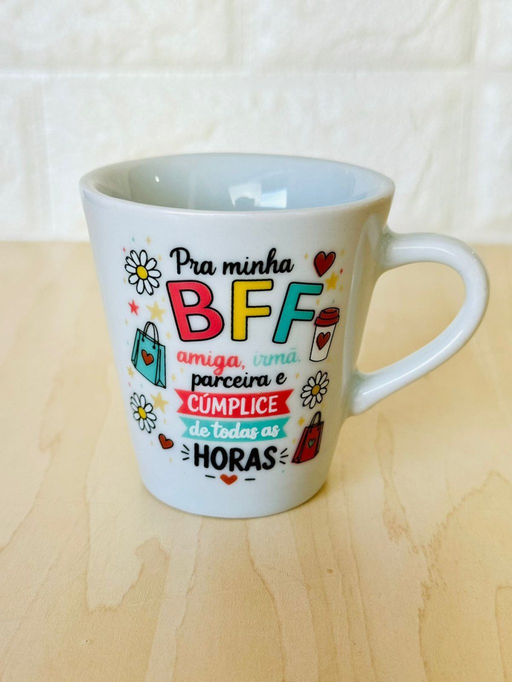 Xícara Branca Amizade BFF