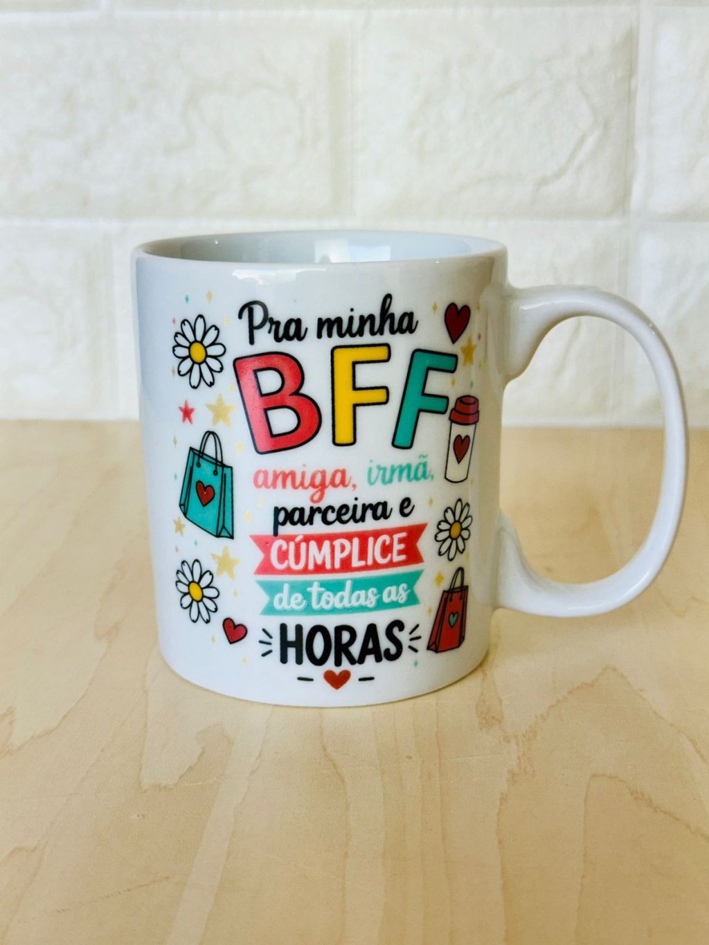 Caneca Aurora Branca Amizade BFF