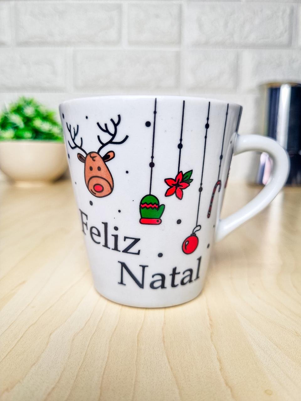 Xícara Branca Natal Sino