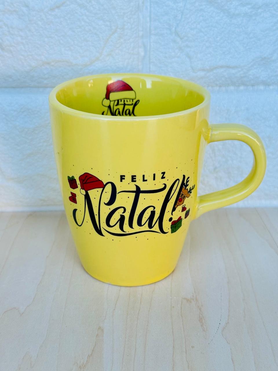 Caneca Sublime Amarela Natal Gorro