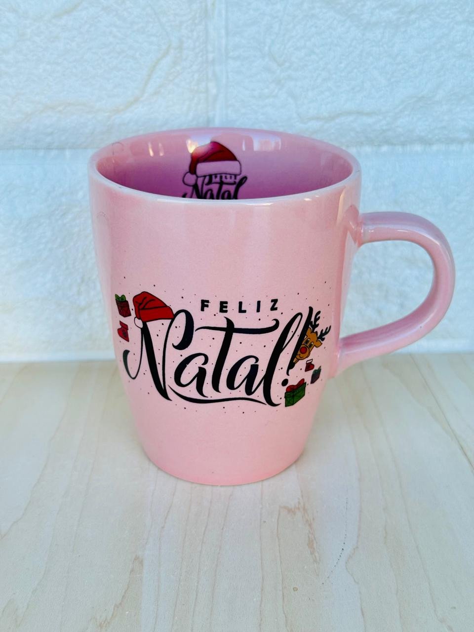 Caneca Sublime Rosa Natal Gorro