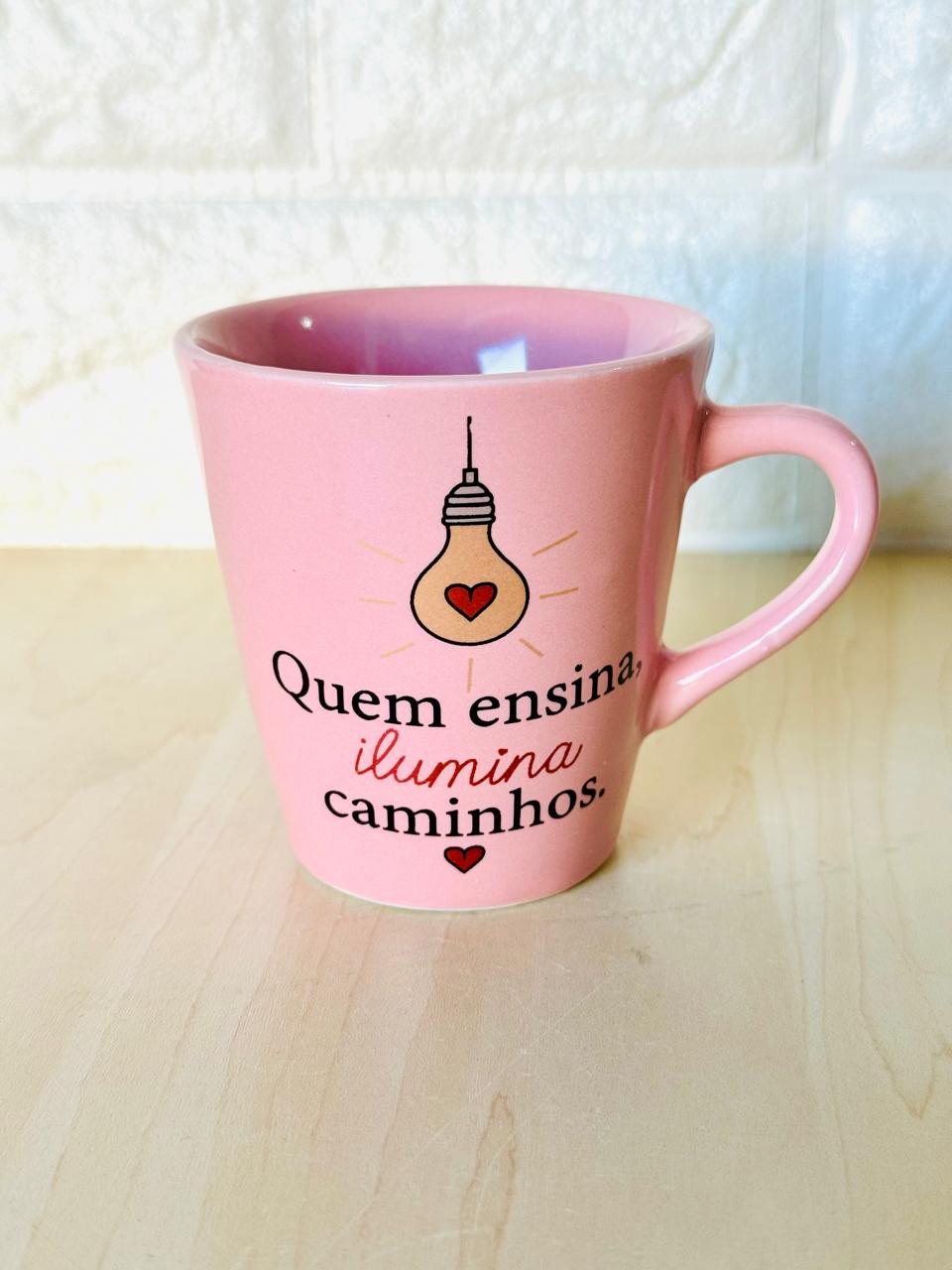 Xícara Rosa Professor Luz que Ilumina