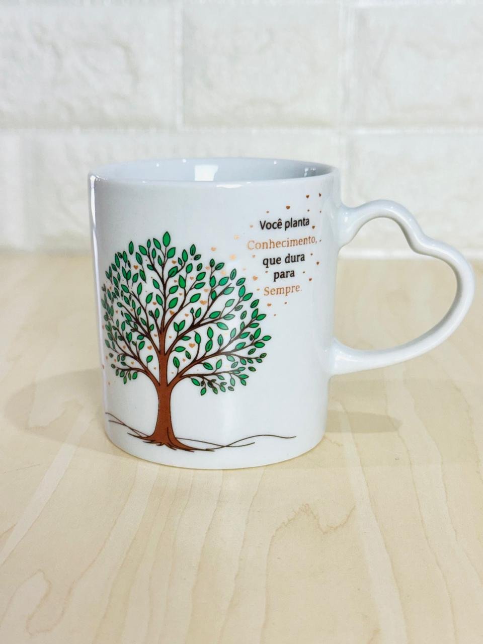 Caneca Alça Coração Branca Professor Gratidão