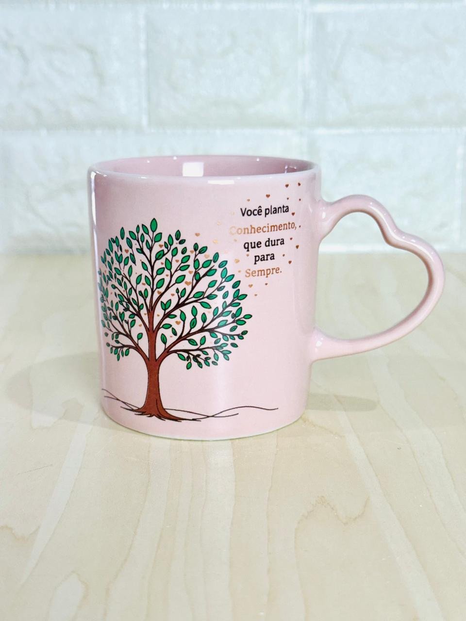 Caneca Alça Coração Rosa Professor Gratidão