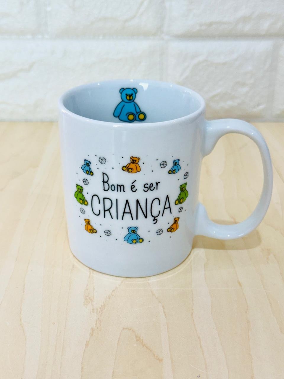 Caneca Aurora Branca Bom é Ser Criança Urso