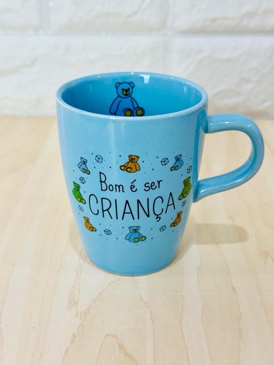 Caneca Sublime Azul Bom é Ser Criança Urso