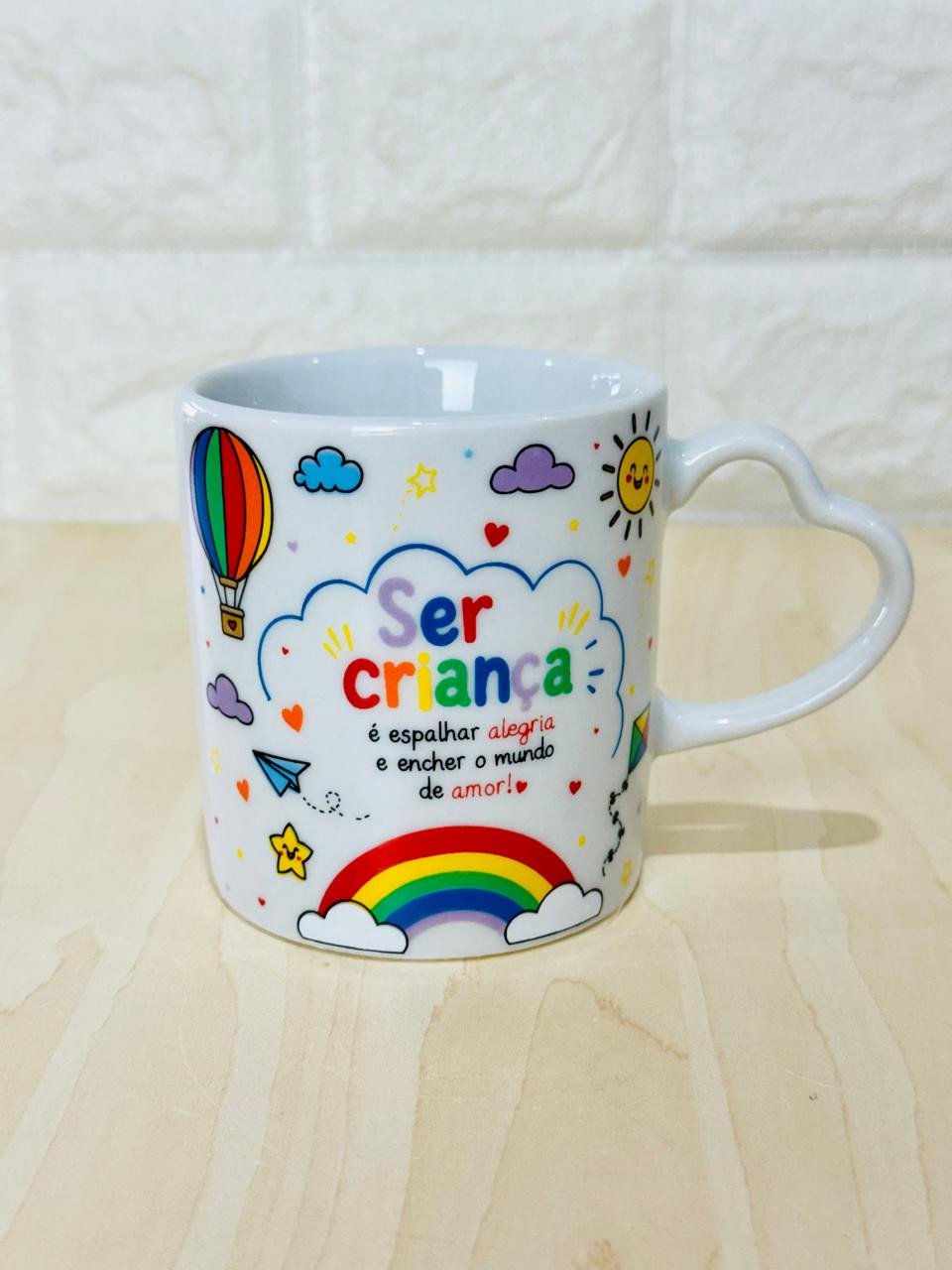 Caneca Alça Coração Branca Ser Criança