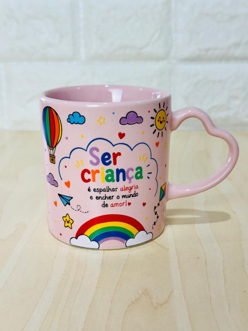 Caneca Alça Coração Rosa Ser Criança