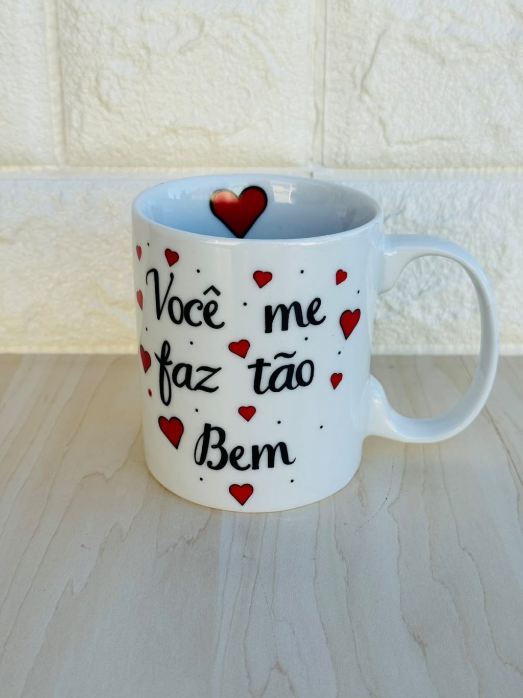 Caneca Aurora Branca Você Me Faz Tão Bem*