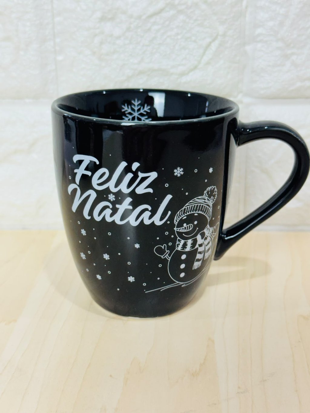 Caneca Glamour Preta Boneco de Neve