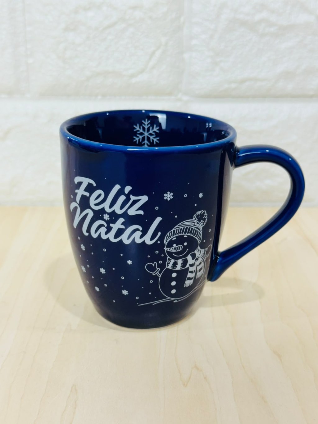 Caneca Glamour Azul Boneco de Neve