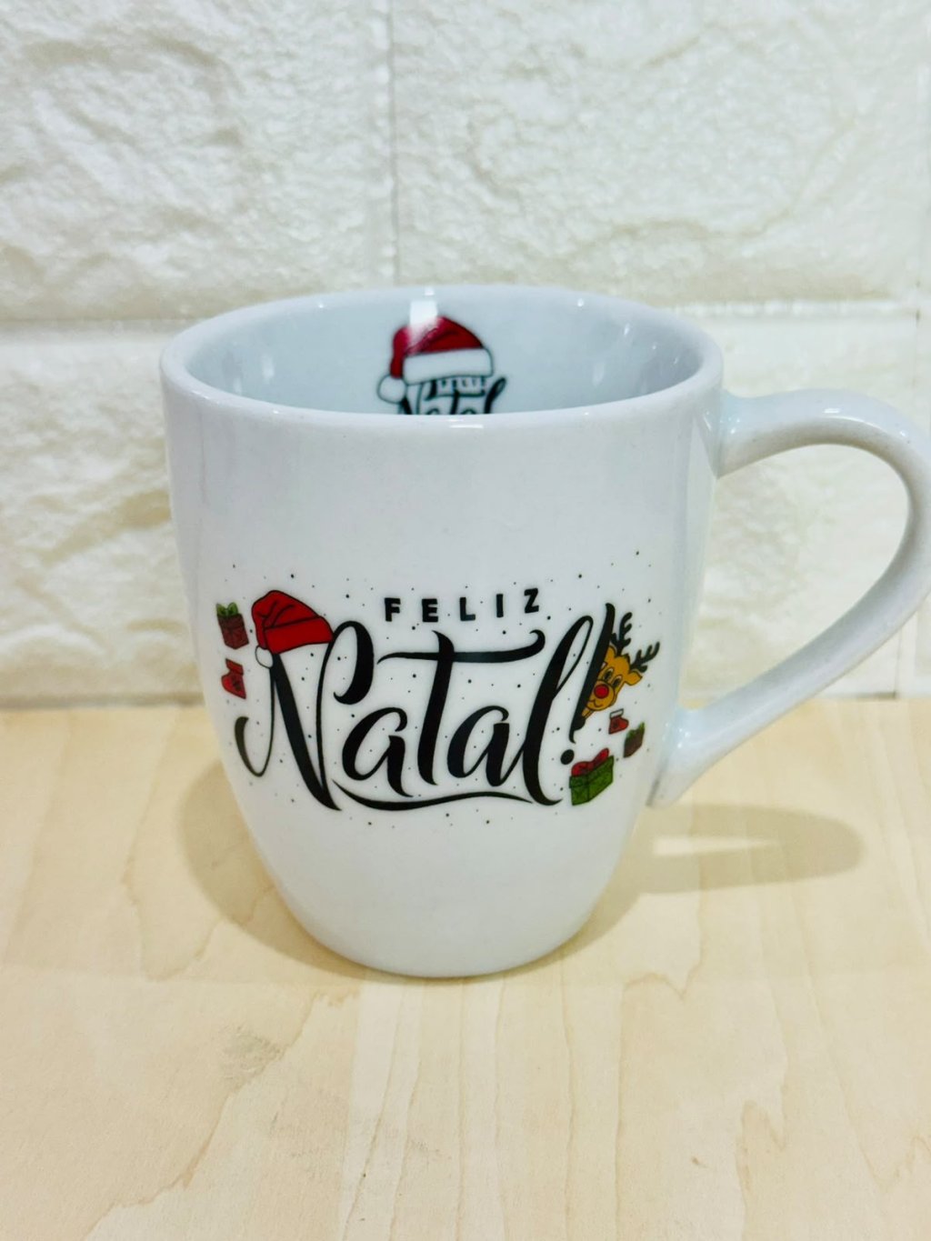 Caneca Glamour Branca Natal Gorro
