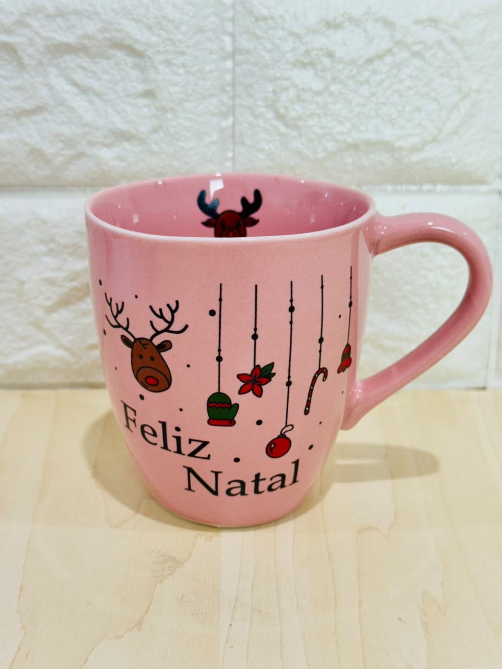 Caneca Glamour Rosa Natal Penduricalho