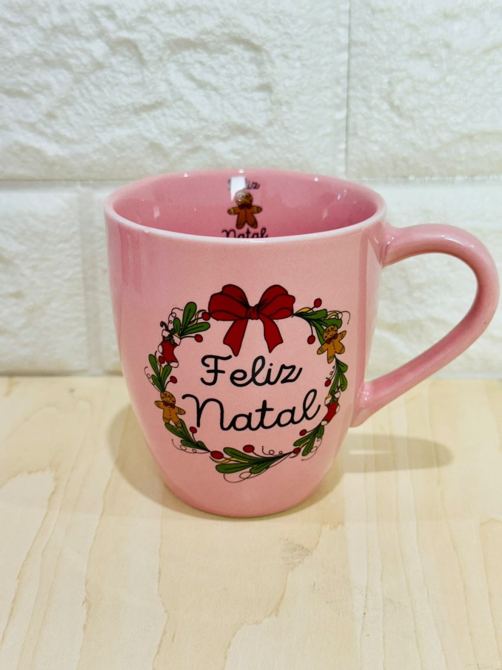 Caneca Glamour Rosa Natal Guirlanda