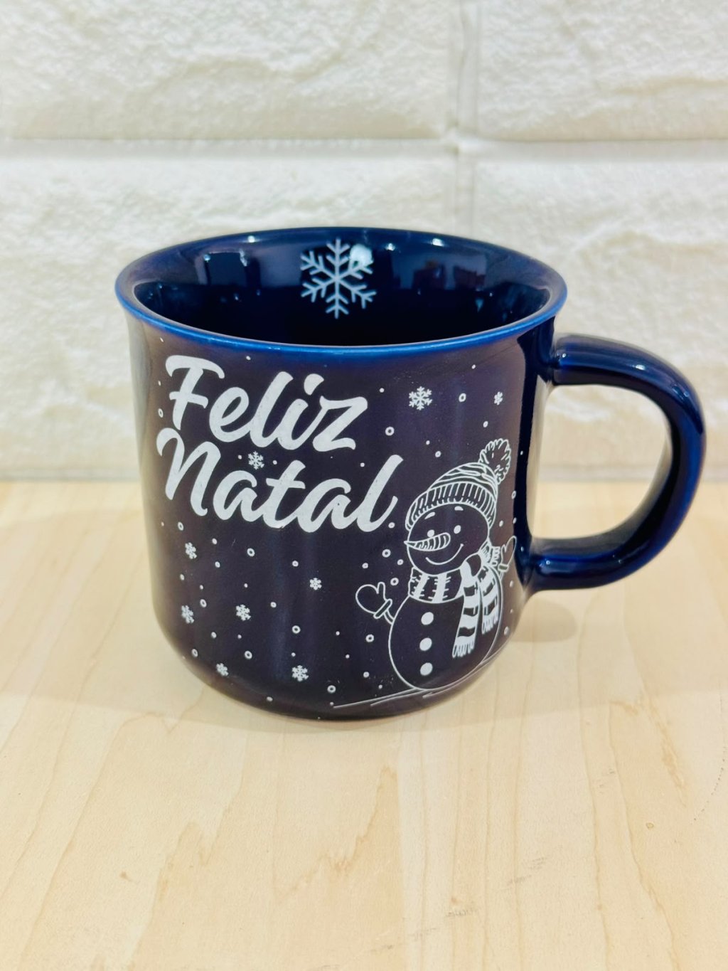 Caneca Ágatha Azul Cobalto Boneco de Neve