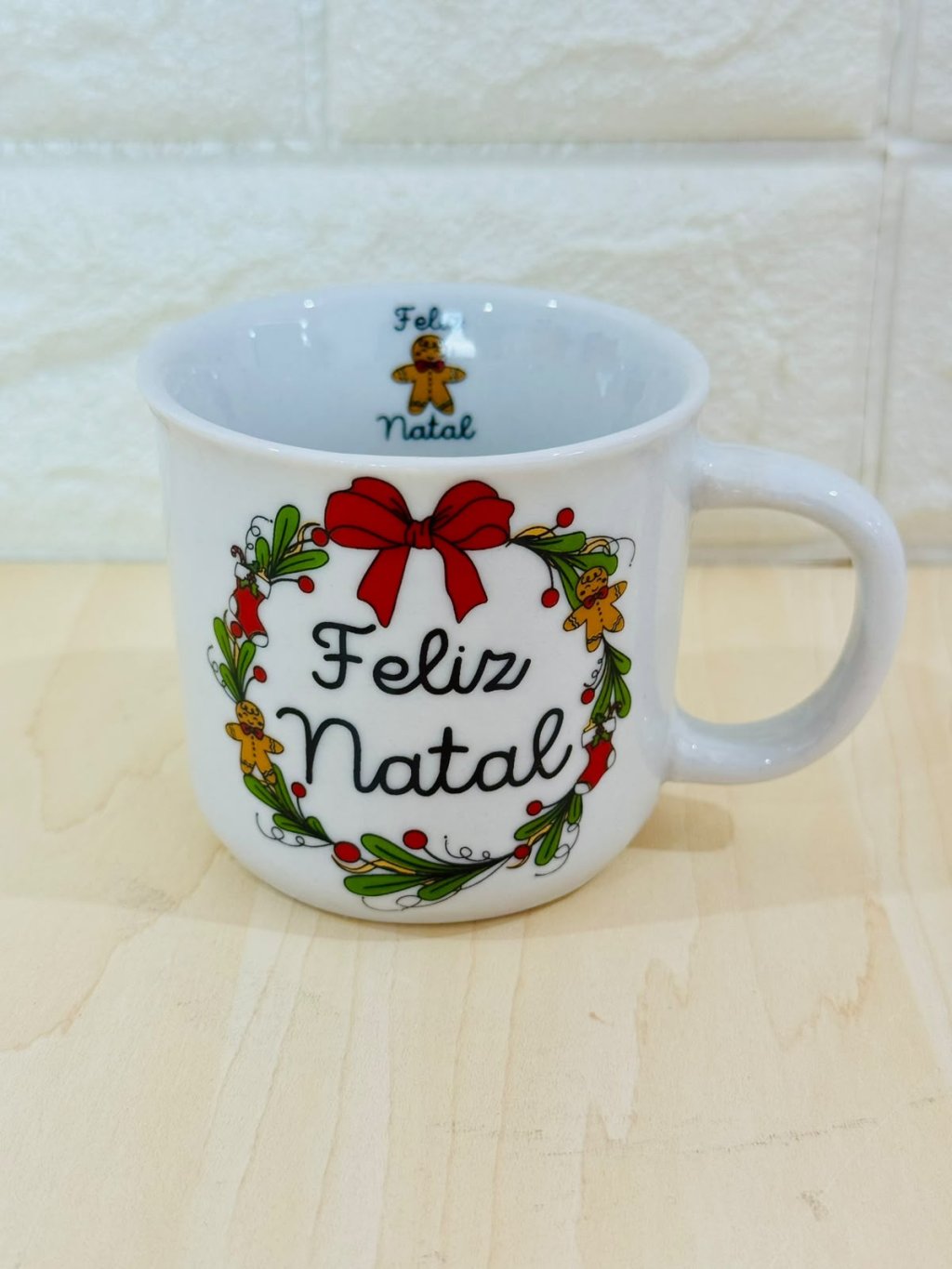 Caneca Ágatha Branca Natal Guirlanda 