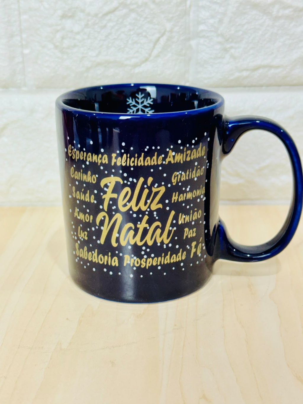 Caneca Aurora Azul Palavras Natalinas