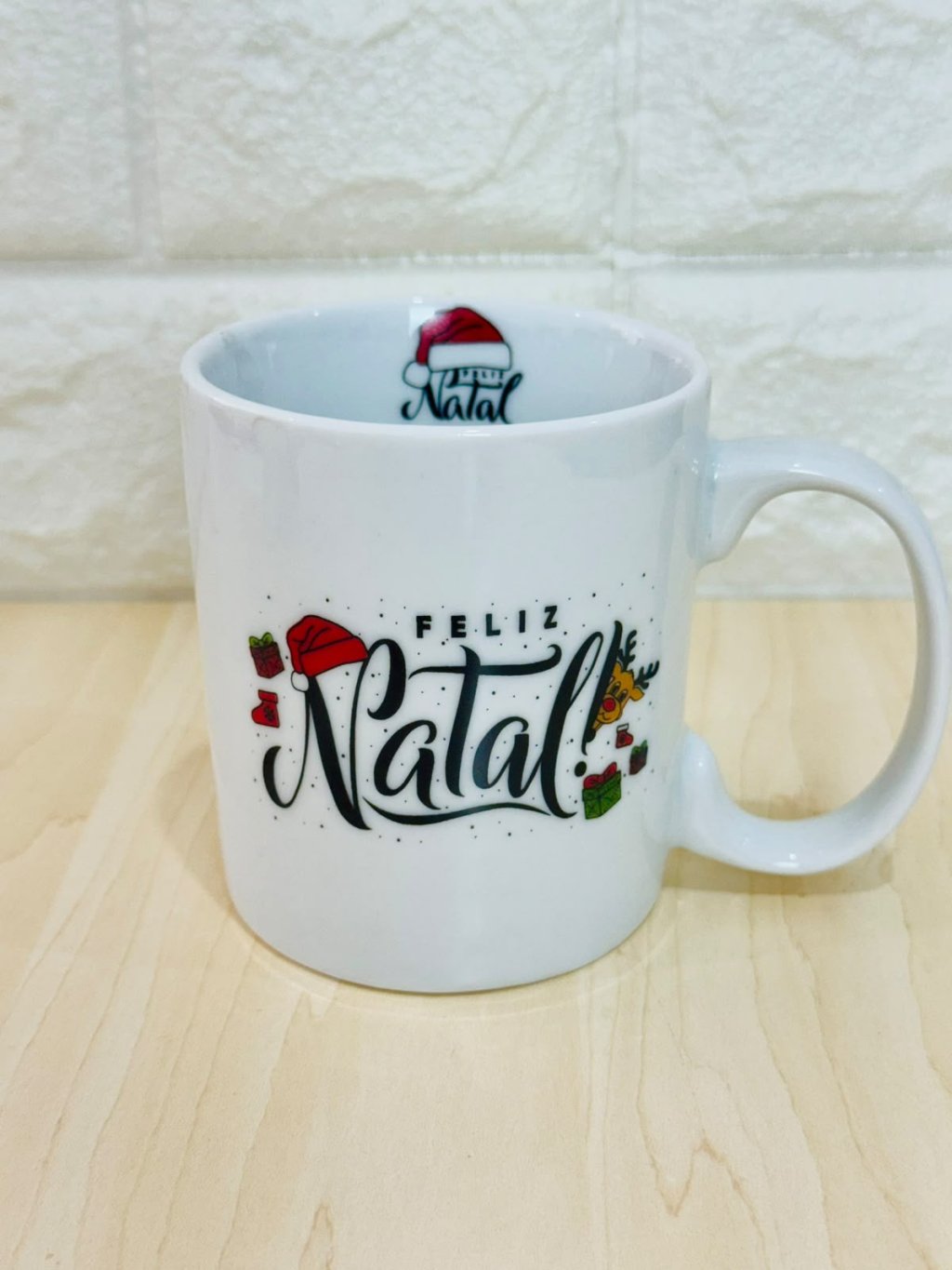 Caneca Aurora Branca Natal Gorro