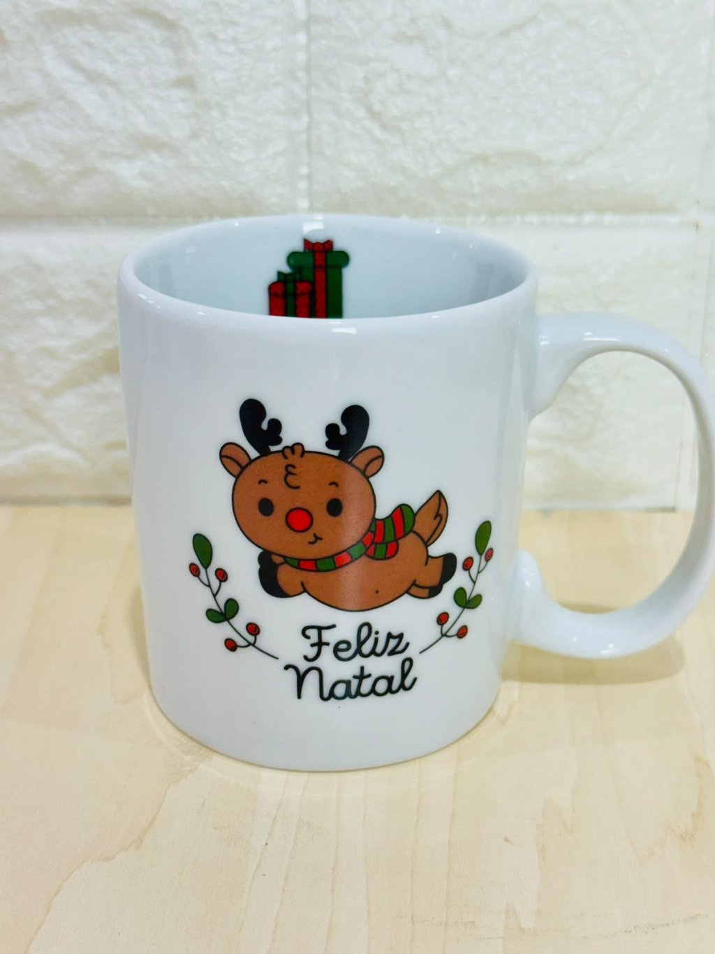 Caneca Aurora Branca Natal Rena