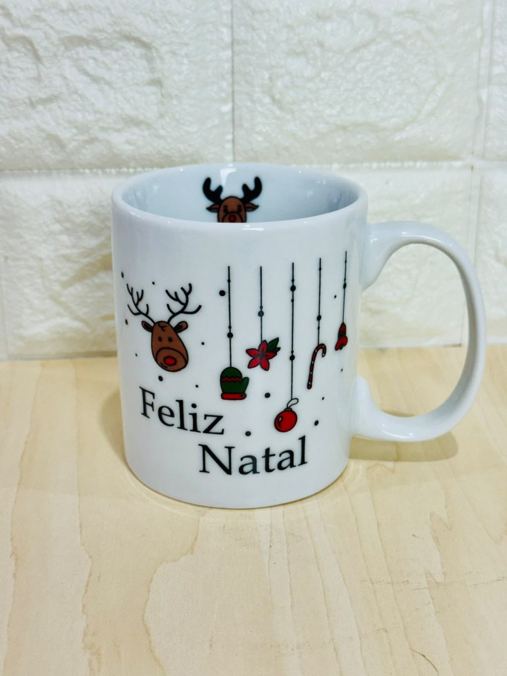 Caneca Aurora Branca Natal Penduricalho