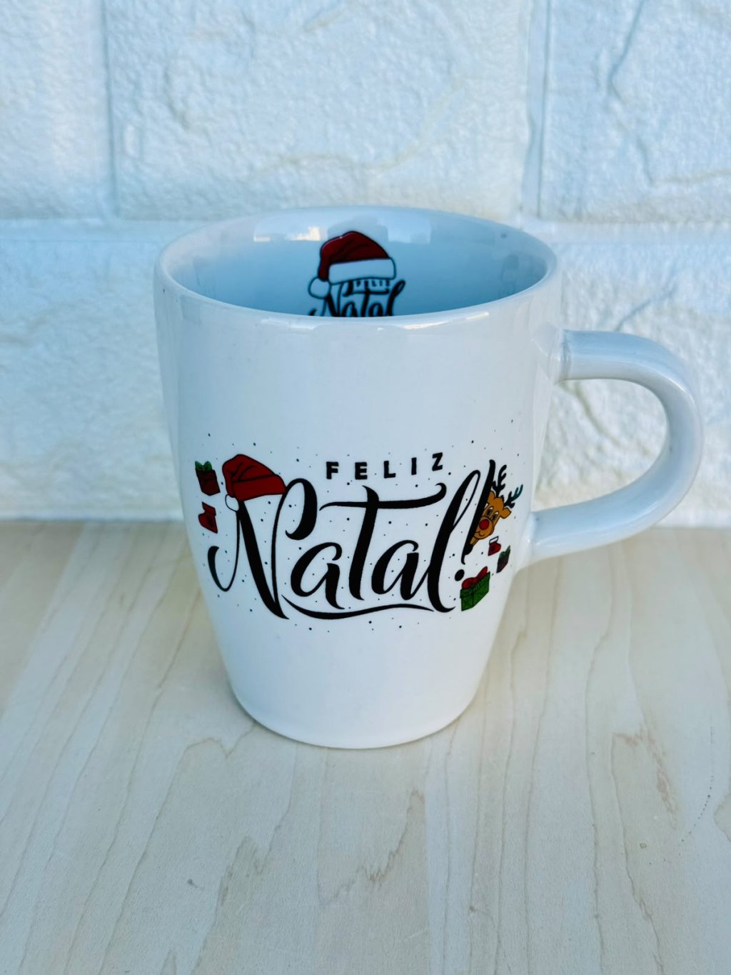 Caneca Sublime Branca Natal Gorro 