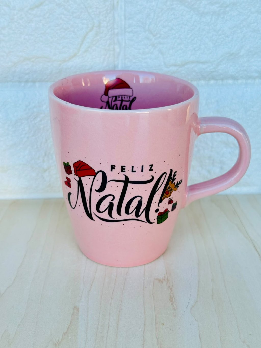 Caneca Sublime Rosa Natal Gorro 