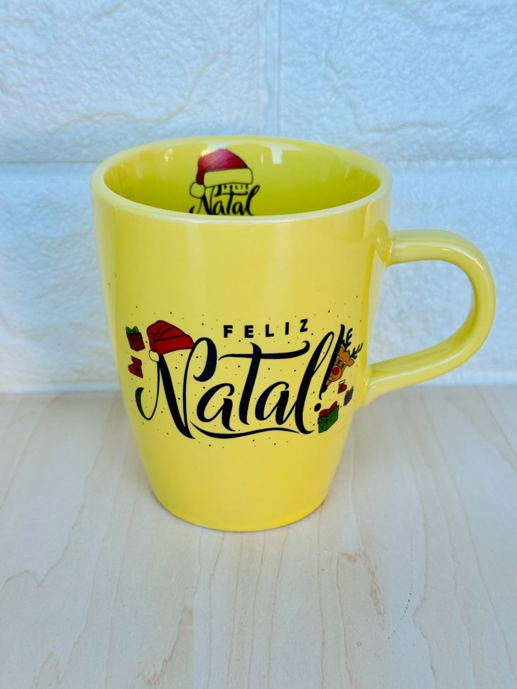 Caneca Sublime Amarela Natal Gorro 