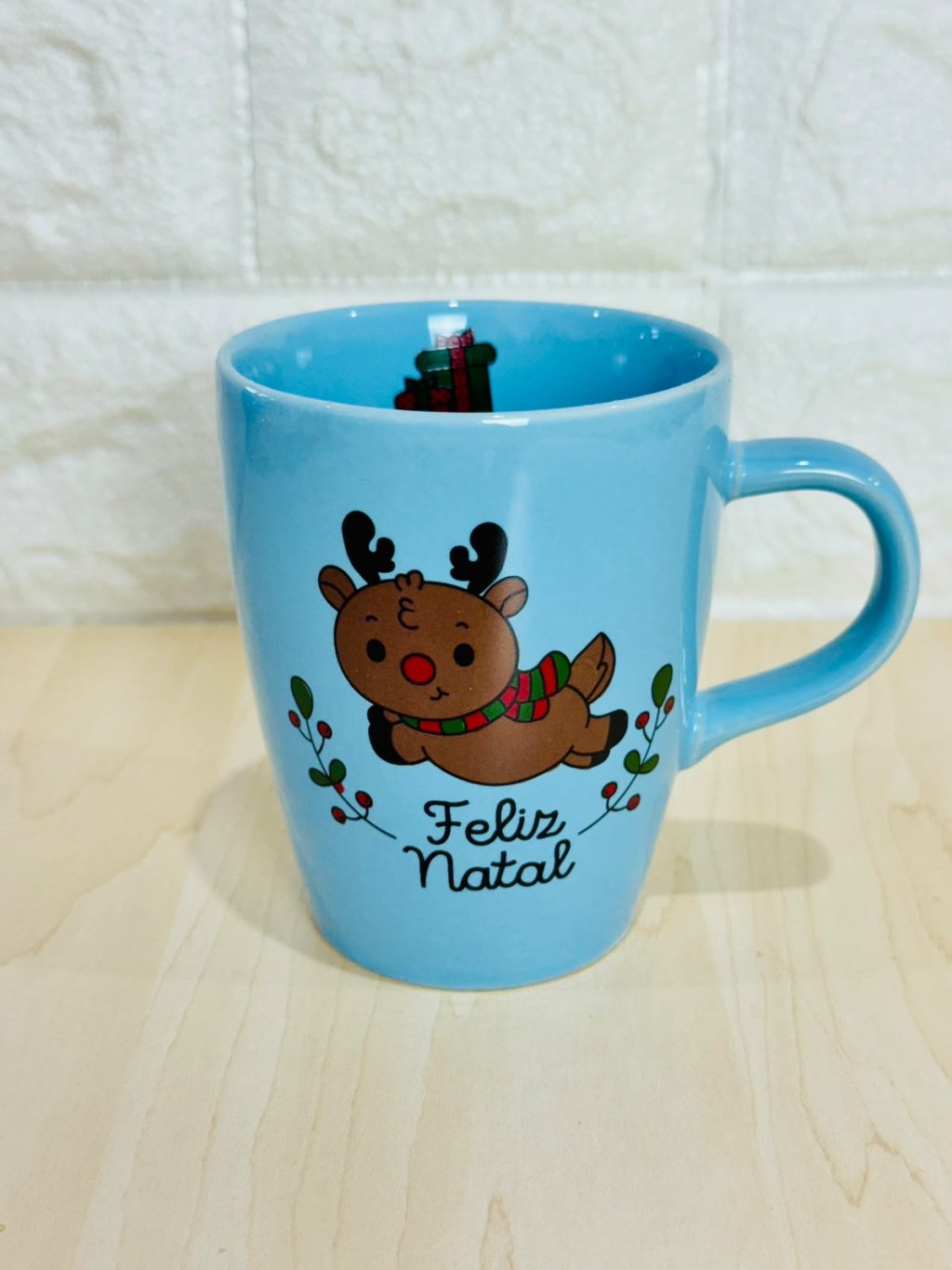 Caneca Sublime Azul Natal Rena